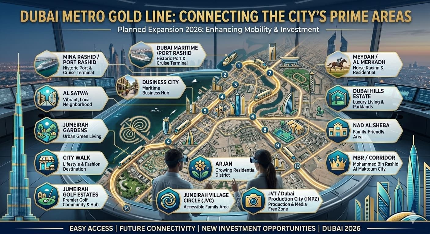 Dubai Metro Gold Line areas